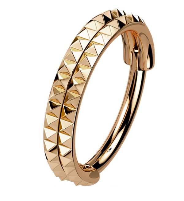 Rose Gold PVD Parallel Polyhedra Edge Hinged Segment Ring Online now