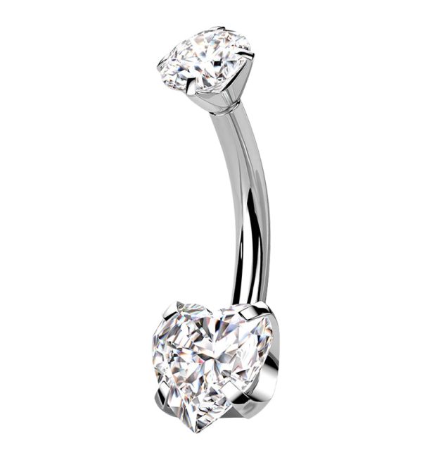 Clear Heart CZ Internally Threaded Titanium Belly Button Ring Sale