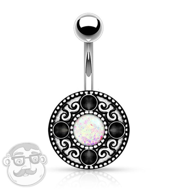 Tribal Plate With White Opalite Belly Button Ring Online Hot Sale