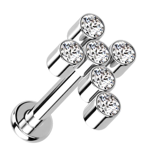 Cross CZ Titanium Internally Threaded Labret For Cheap