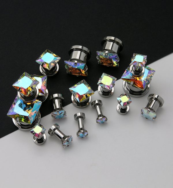 Rainbow Aurora CZ Gem Diamond Stud Plugs For Cheap - Image 2