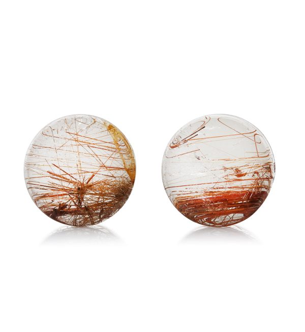 Rutilated Quartz Stone Plugs 3 4  (19mm) Version 10 For Sale