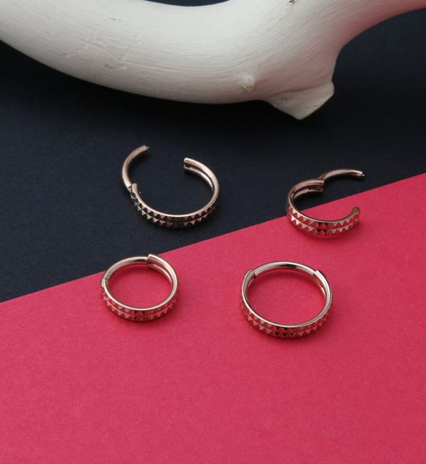 Rose Gold PVD Parallel Polyhedra Edge Hinged Segment Ring Online now - Image 2