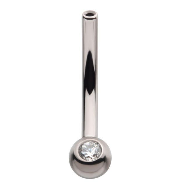 Single CZ Gem Titanium Curved Threadless Barbell Sale - Image 3