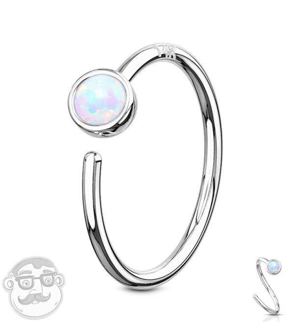 White Opalite 14kt White Gold Nose Hoop Ring Online Sale