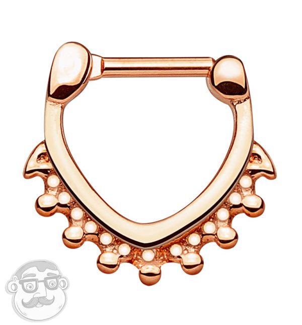 16G PVD Rose Gold Tryst Beaded Stainless Steel Septum Clicker Fashion