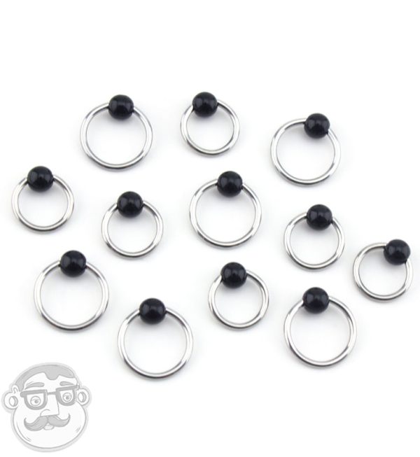 Black Obsidian Stone Captive Bead Ring on Sale