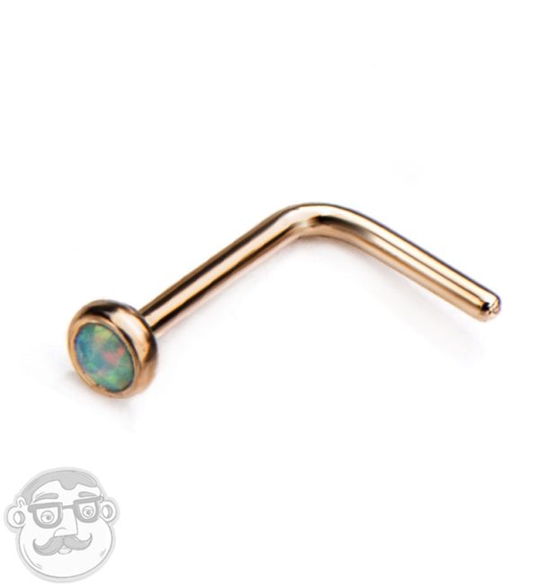20G White Opalite Gold PVD L Bend Nose Ring on Sale
