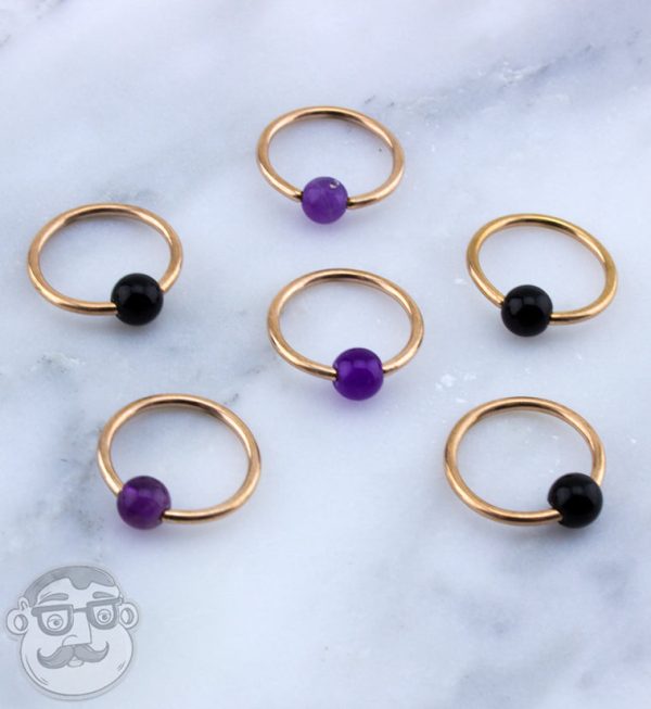 Black Obsidian Stone Captive Bead Ring on Sale - Image 2