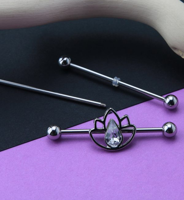 Lotus CZ Stainless Steel Industrial Barbell Cheap - Image 2