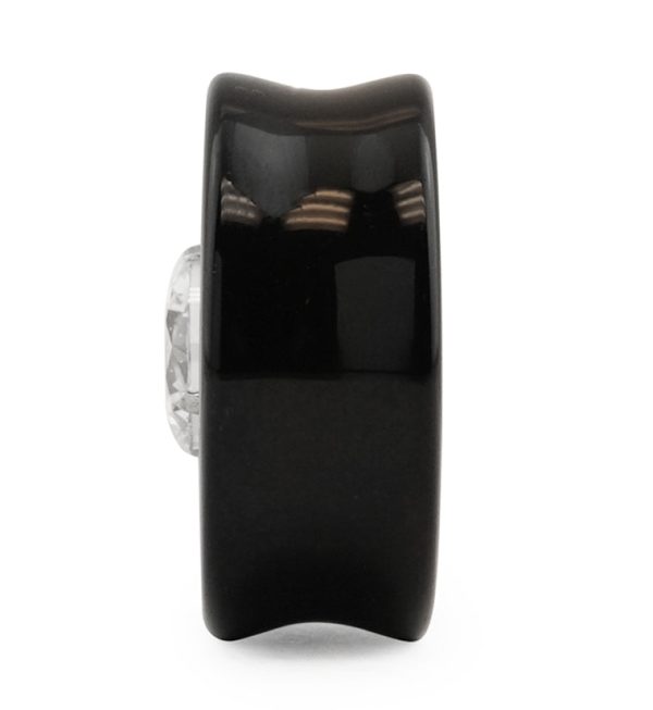 Obsidian Stone Plugs with CZ Inlay Cheap - Image 4