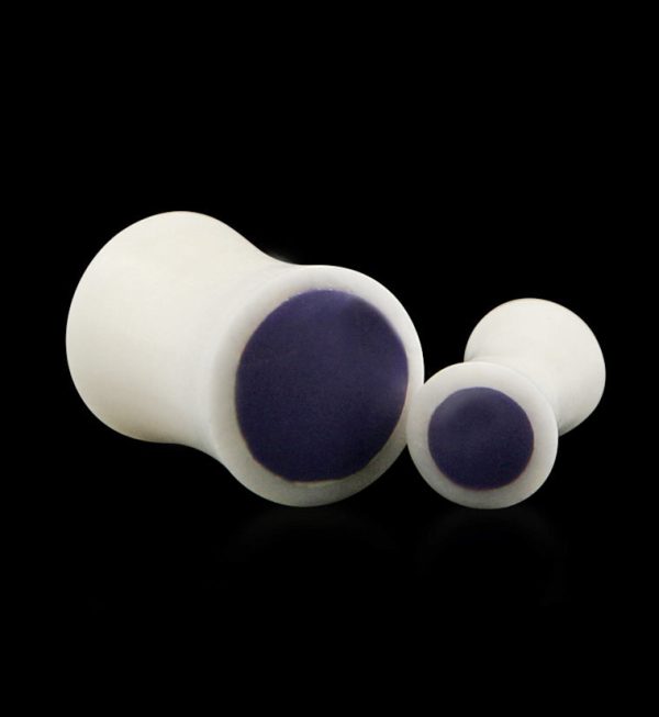 Bone Plugs with Purple Resin Inlay For Cheap