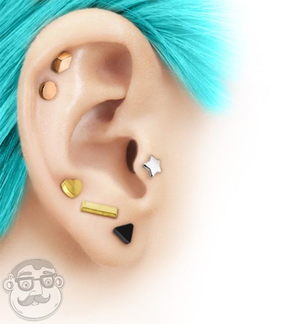 16G PVD Gold Medium Bar Internally Threaded Flat Back Steel Post Fashion - Image 2