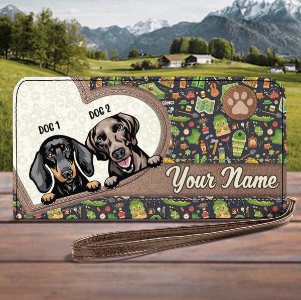 Camping With Dog Personalized Clutch Purse, Personalized Gift for Dog Lovers, Dog Dad, Dog Mom, Personalized Gift for Camping Lovers - PU047PS08 For Discount